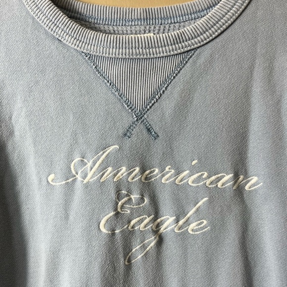 American Eagle Outfitters Textured Fleece Baby Blue Oversized Sweatshirt Size XS - Picture 4 of 7